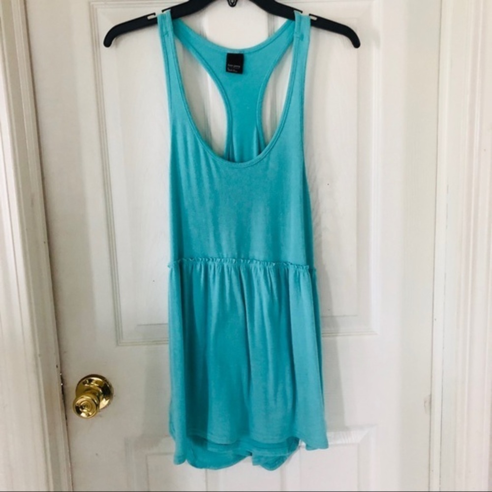 NWOT FREE PRESS Aqua blue baby doll style racers back shirt Size medium